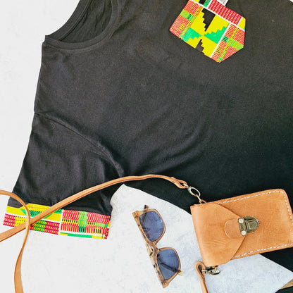 Africa Print Detailed T-Shirt | Bogolan Print Detail and Pocket-3