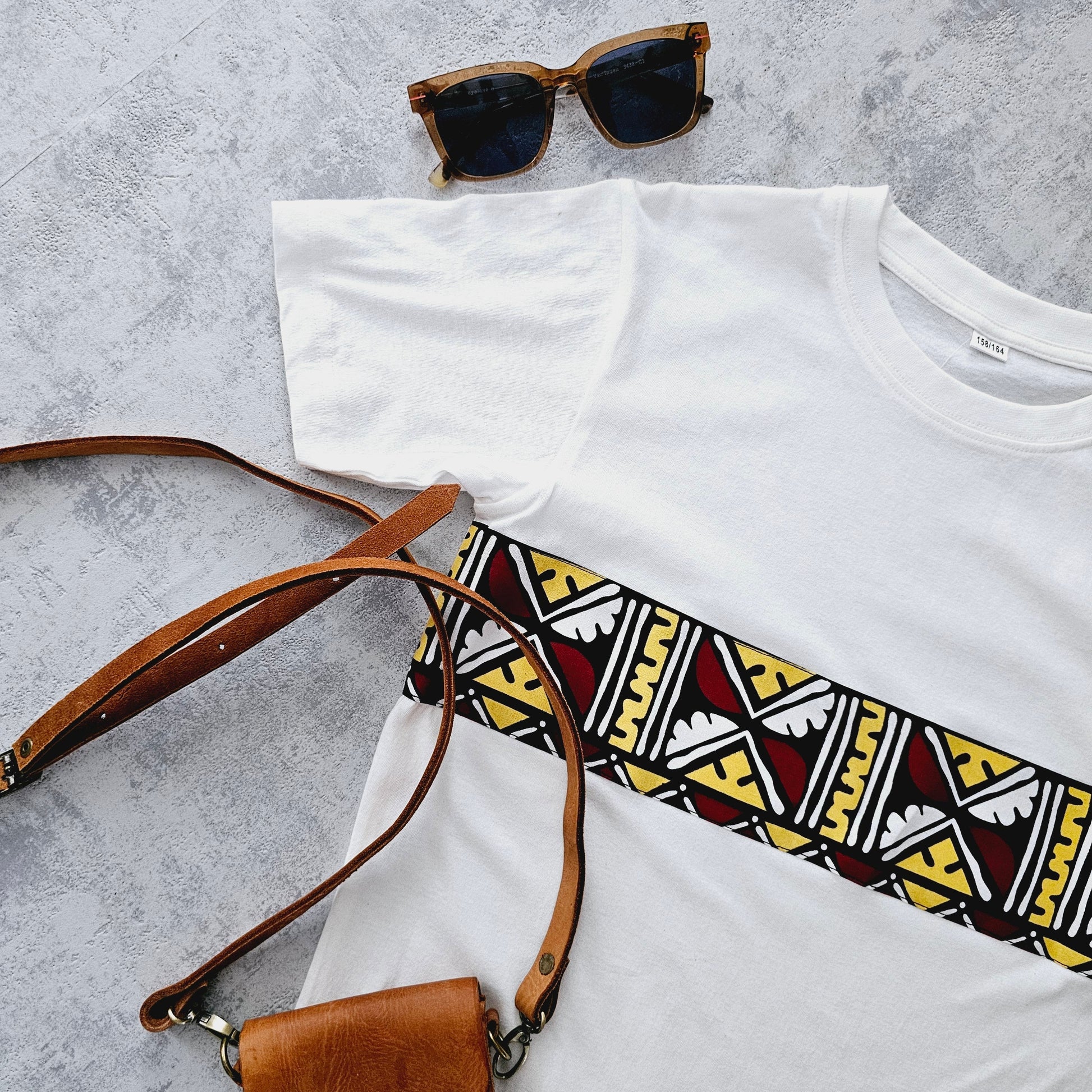 Africa Print Detailed T-Shirt | Ankara Detail and Pocket-0