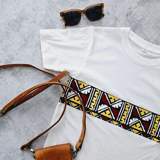 Africa Print Detailed T-Shirt | Ankara Detail and Pocket-0