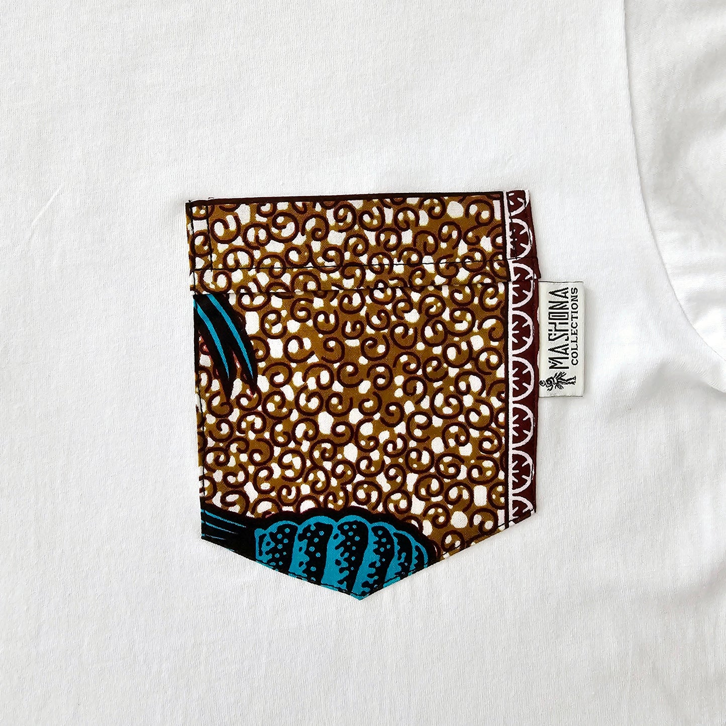 Africa Print Detailed T-Shirt | Ankara Detail and Pocket-1