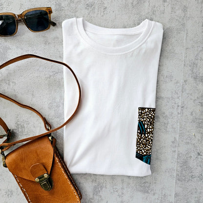 Africa Print Detailed T-Shirt | Ankara Detail and Pocket-3