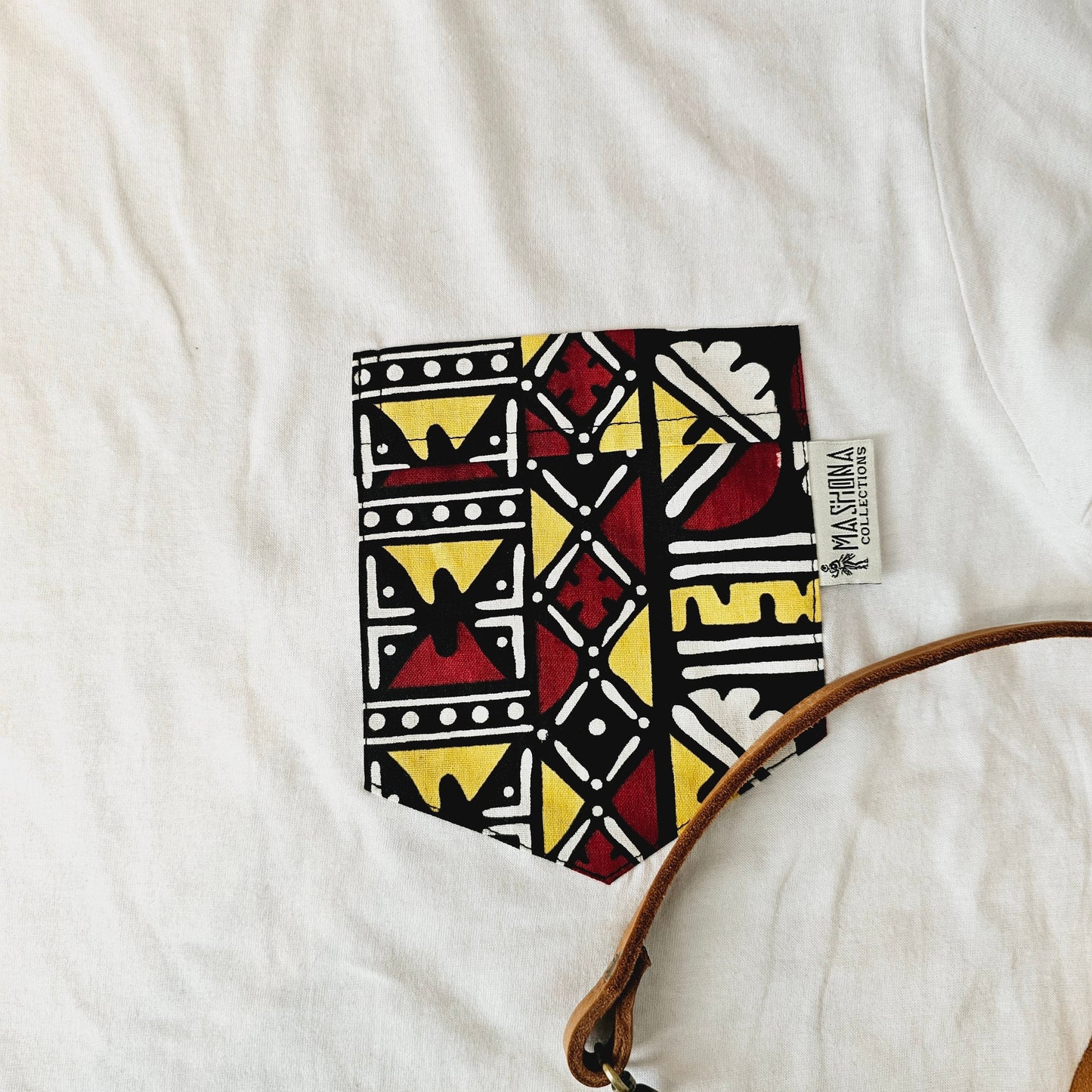Africa Print Detailed T-Shirt | Ankara Detail and Pocket-1