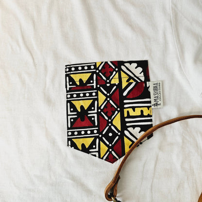 Africa Print Detailed T-Shirt | Ankara Detail and Pocket-1
