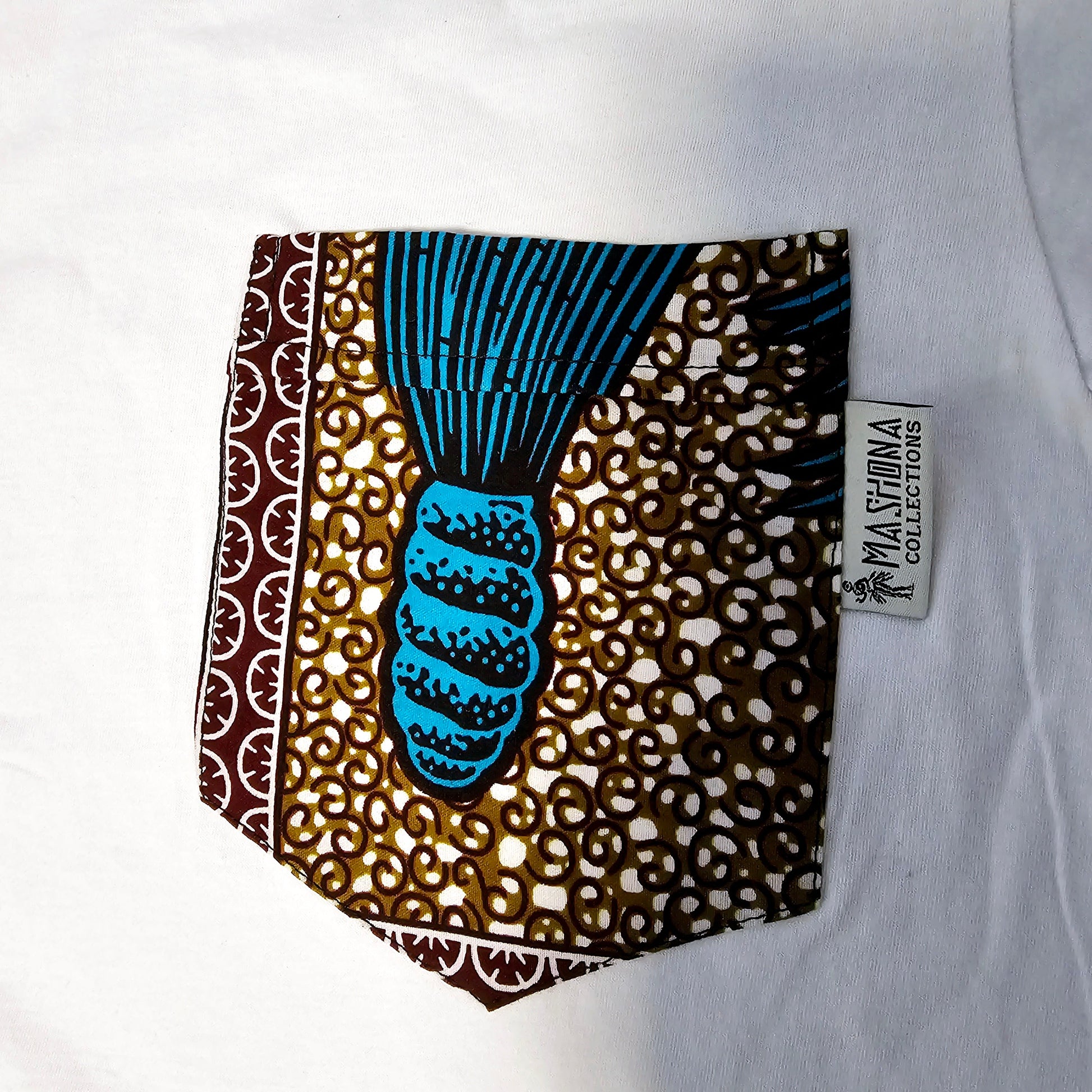 Africa Print Detailed T-Shirt | Ankara Detail and Pocket-1