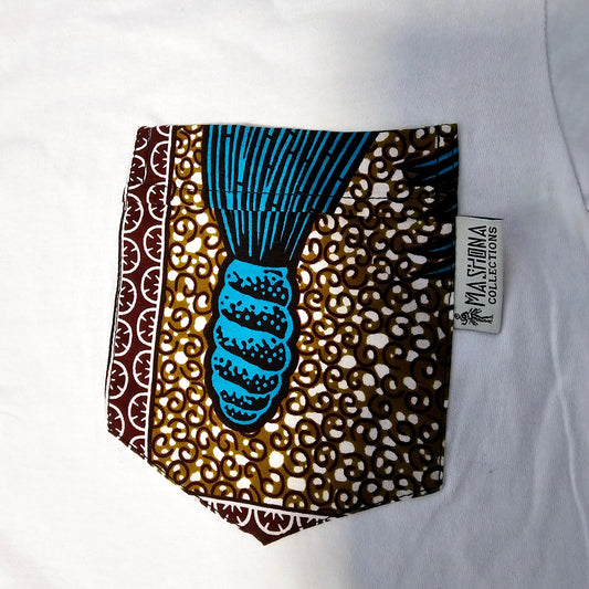 Africa Print Detailed T-Shirt | Ankara Detail and Pocket-1