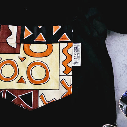 Africa Print Detailed T-Shirt | Ankara Detail and Pocket-1