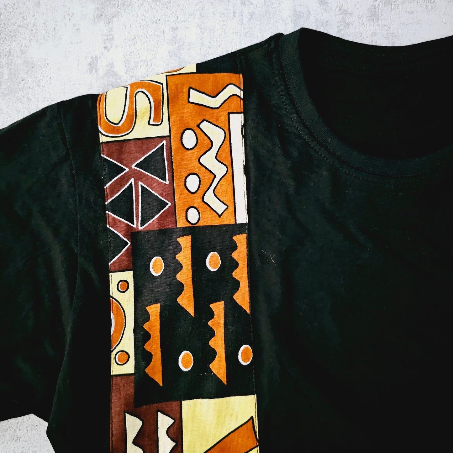 Africa Print Detailed T-Shirt | Ankara Detail and Pocket-2
