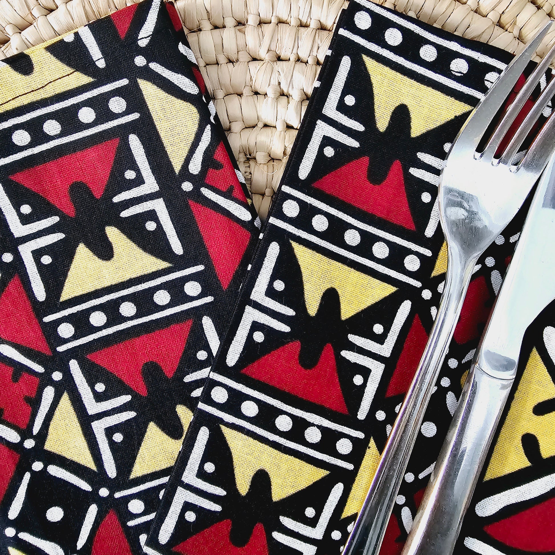 Set of 4 / 8 Napkins | 35x35cm | African Print, Ankara Wax, 100% Cotton-2