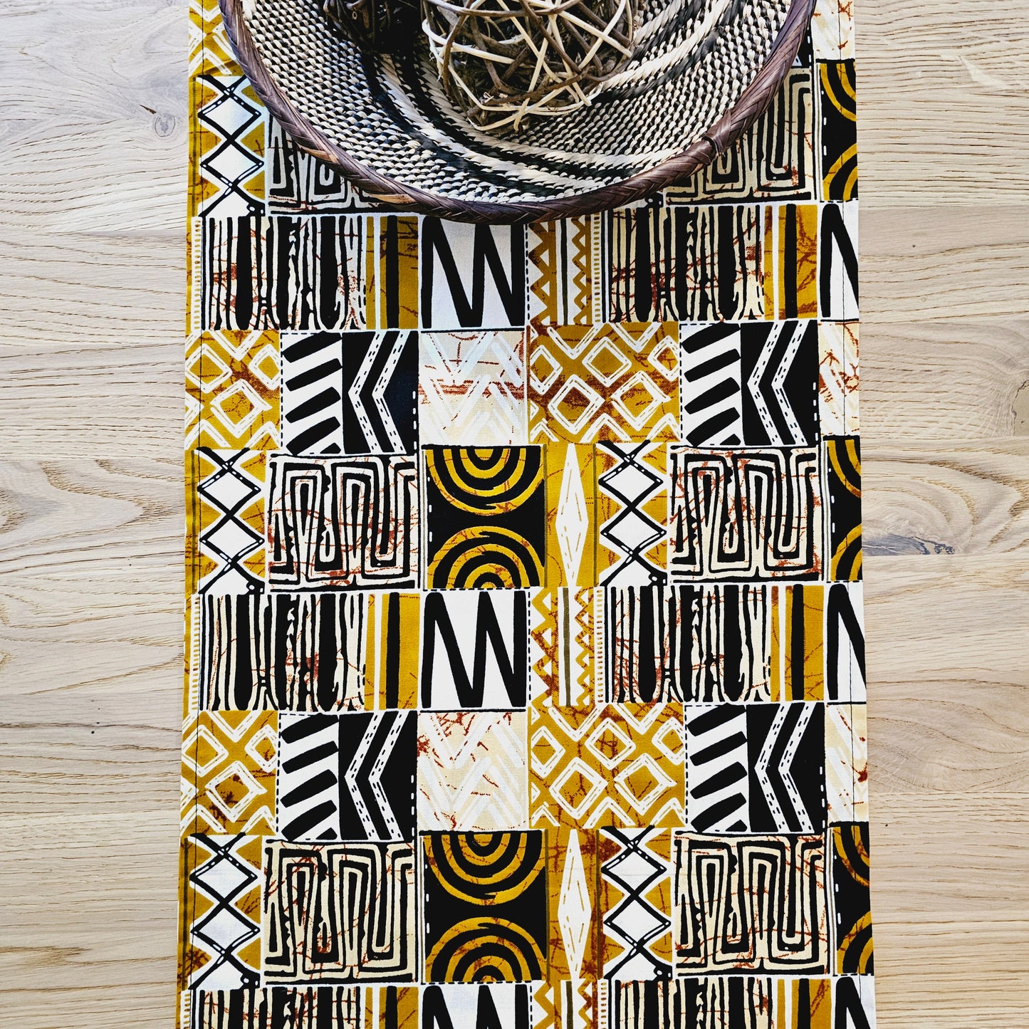 Handmade Table Runner 160x35cm | 180x35 | 200x35cm | African Print "Mudcloth" Bogolan Inspired Print  Made from 100% African Print Fabric-2