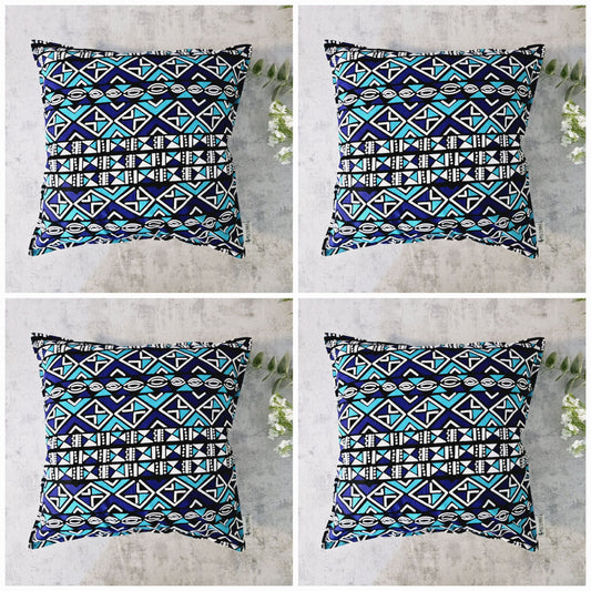 Set of 2 / 4 African Print | 40x40cm | Mudcloth Boho Cushion Cover 100% Cotton Wax Ankara Fabric-0