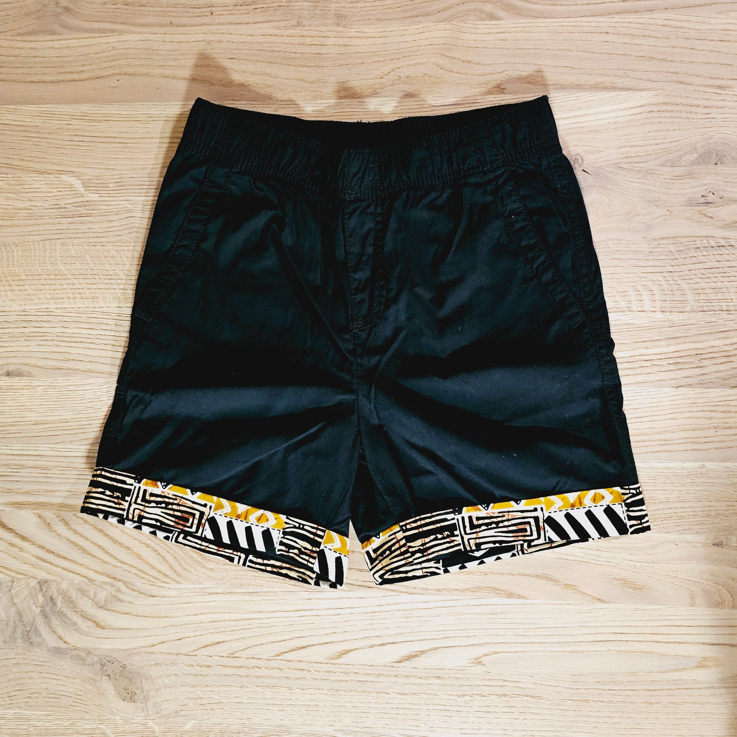 Cotton Pull-on Shorts with African Print Detail for Toddlers and Teens-1