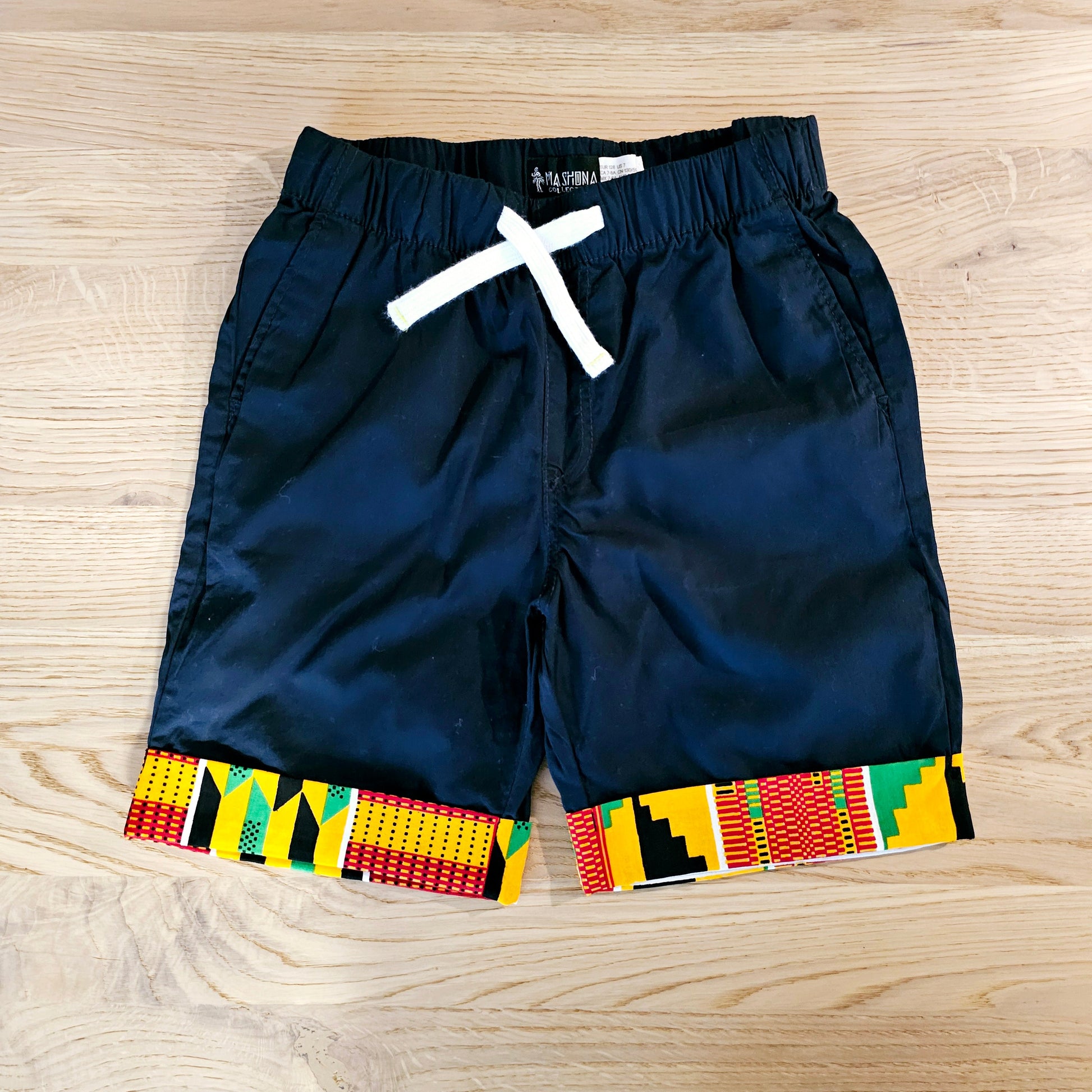 Cotton Pull-on Shorts with African Print Detail for Toddlers and Teens-0