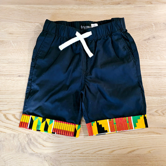 Cotton Pull-on Shorts with African Print Detail for Toddlers and Teens-0