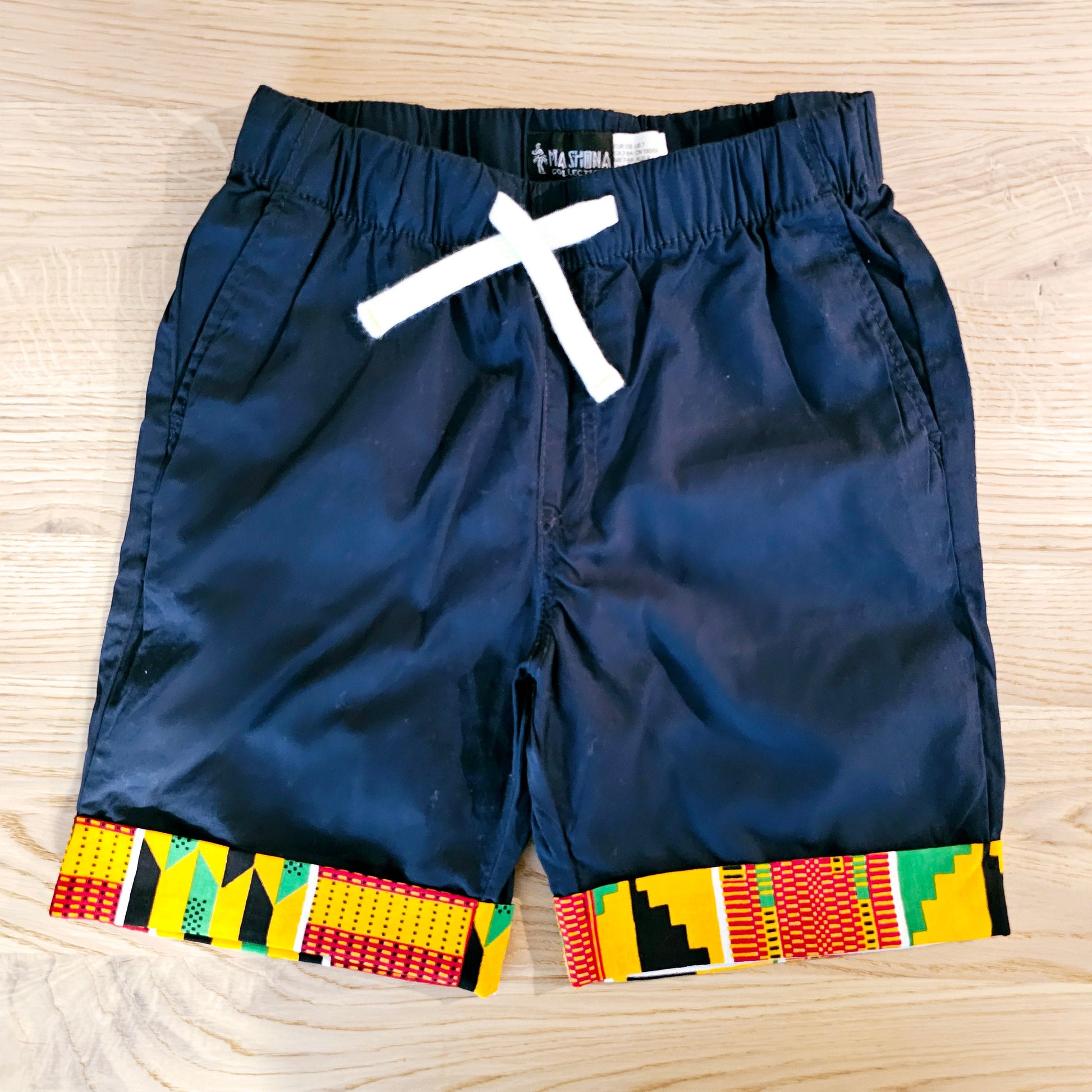 Cotton Pull-on Shorts with African Print Detail for Toddlers and Teens-3