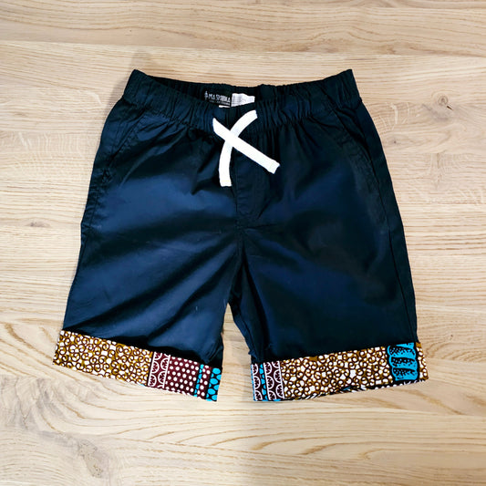 Cotton Pull-on Shorts with African Print Detail for Toddlers and Teens-0