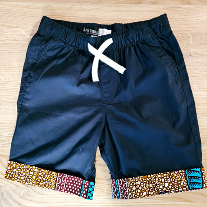 Cotton Pull-on Shorts with African Print Detail for Toddlers and Teens-4