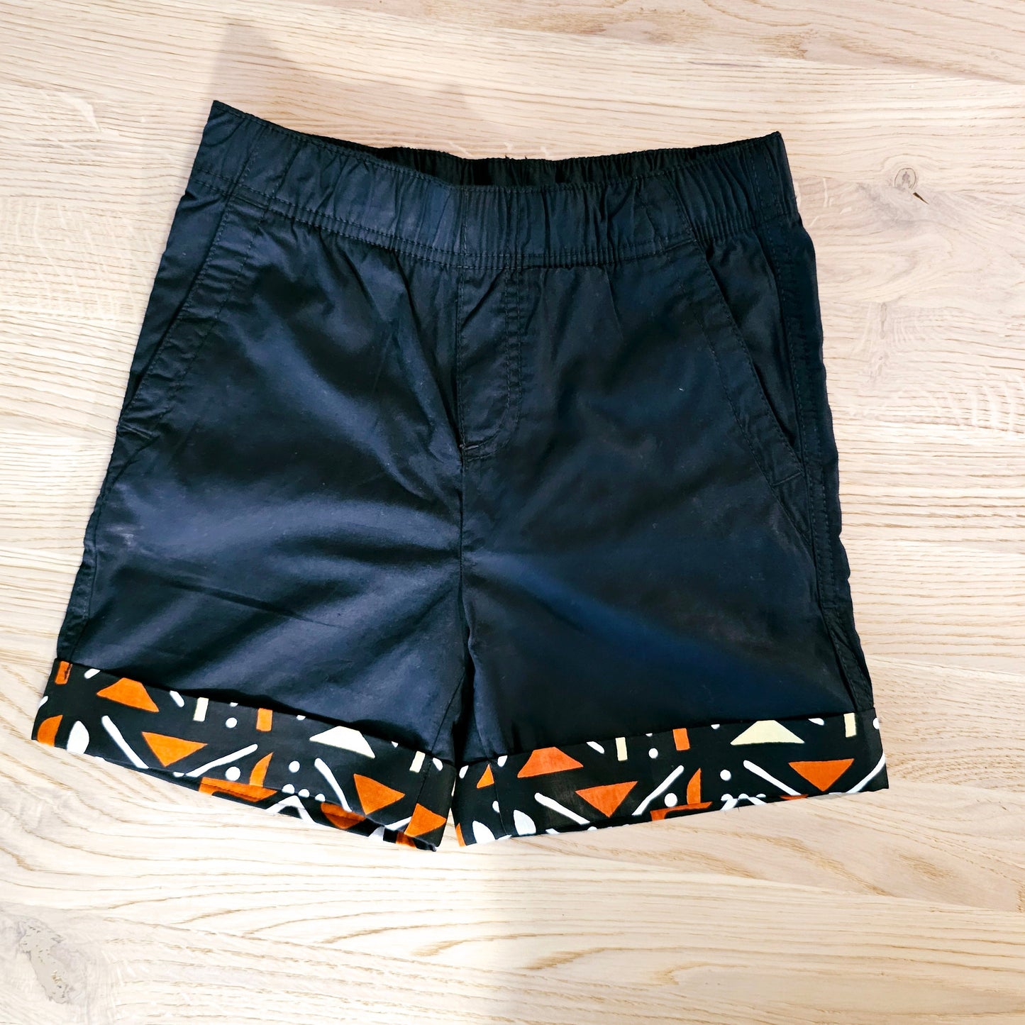 Cotton Pull-on Shorts with African Print Detail for Toddlers and Teens-2
