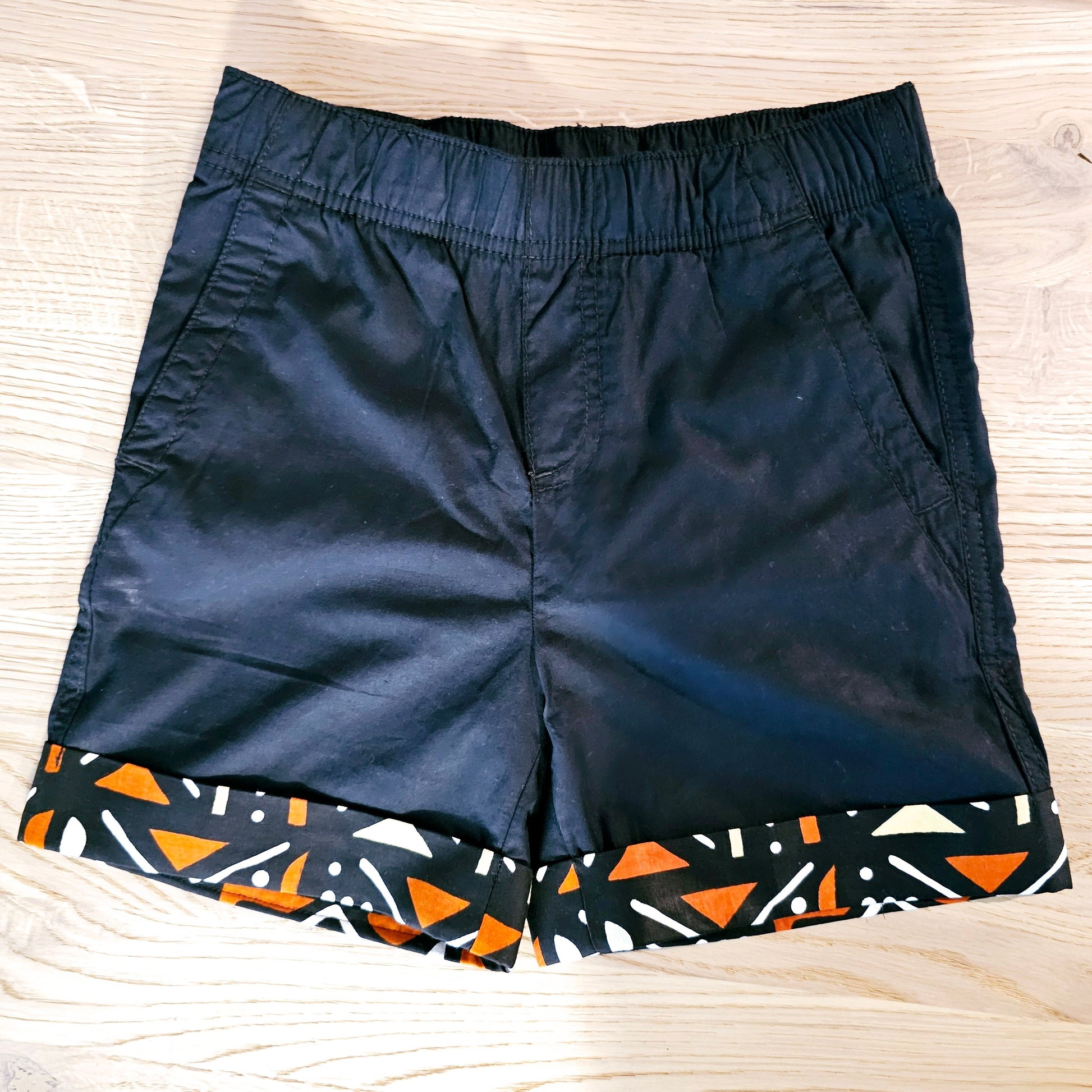 Cotton Pull-on Shorts with African Print Detail for Toddlers and Teens-0