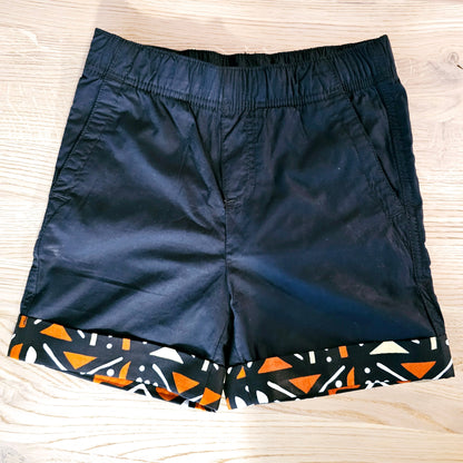 Cotton Pull-on Shorts with African Print Detail for Toddlers and Teens-0