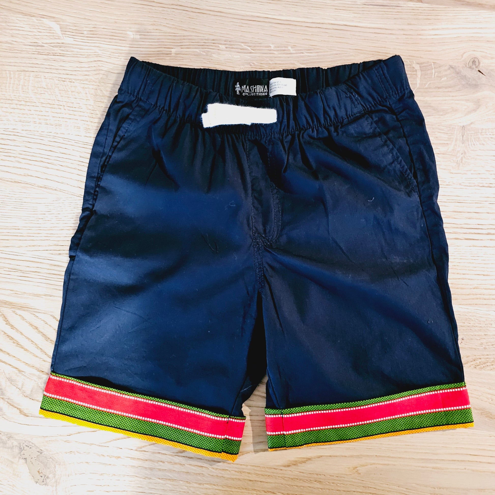 Cotton Pull-on Shorts with African Print Detail for Toddlers and Teens-0