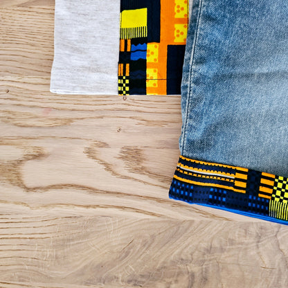 Tshirt and Denim Set with African Print Detail-2