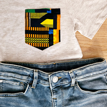 Tshirt and Denim Set with African Print Detail-1