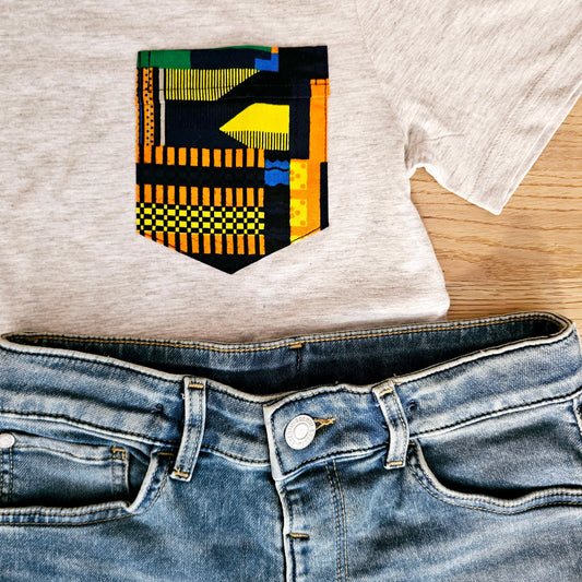 Tshirt and Denim Set with African Print Detail-1