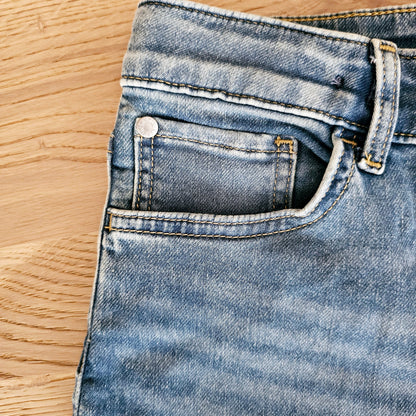 Unisex Denim Shorts with African Print Detail-4