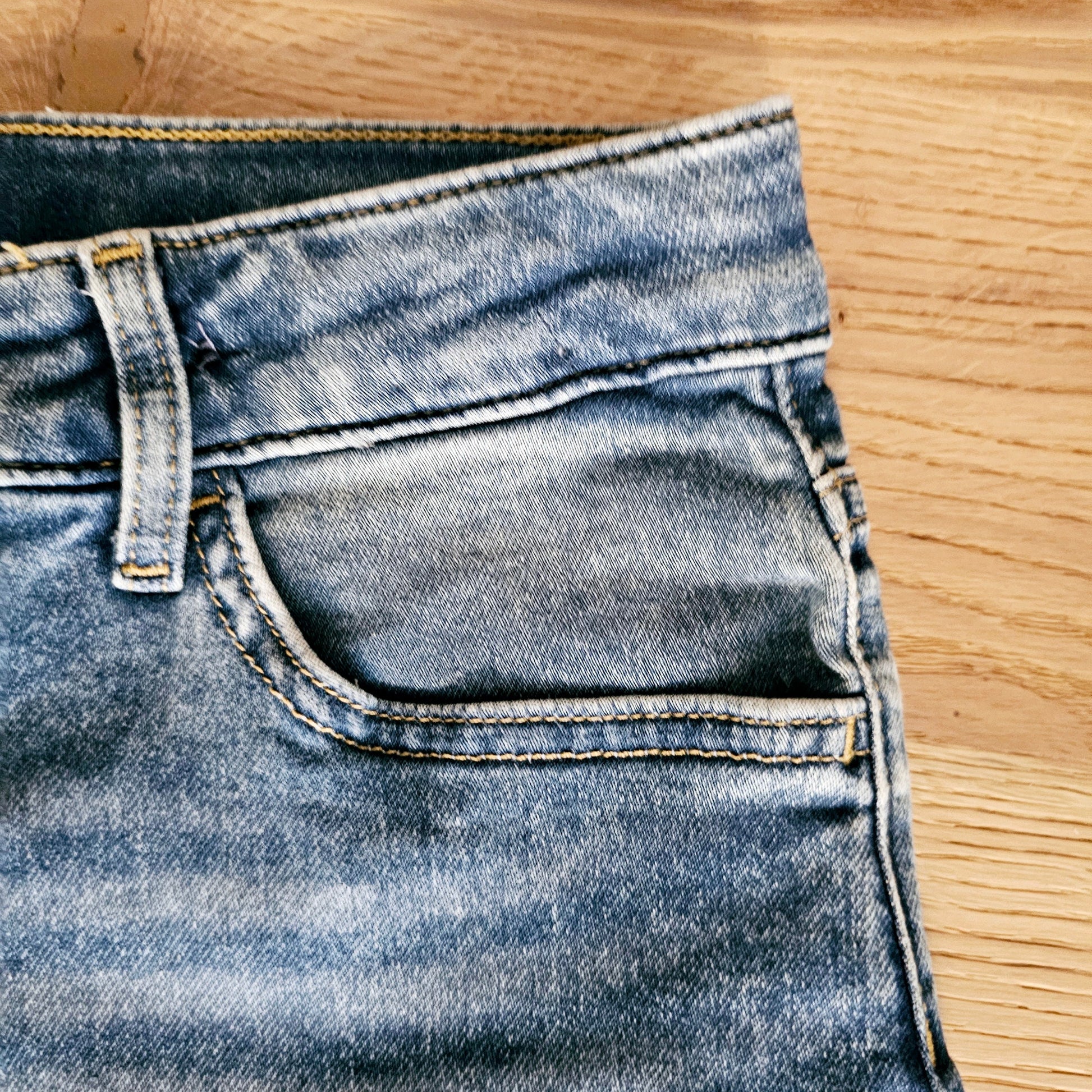 Unisex Denim Shorts with African Print Detail-3