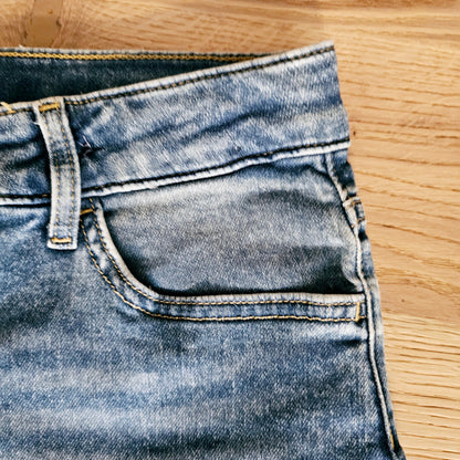 Unisex Denim Shorts with African Print Detail-3