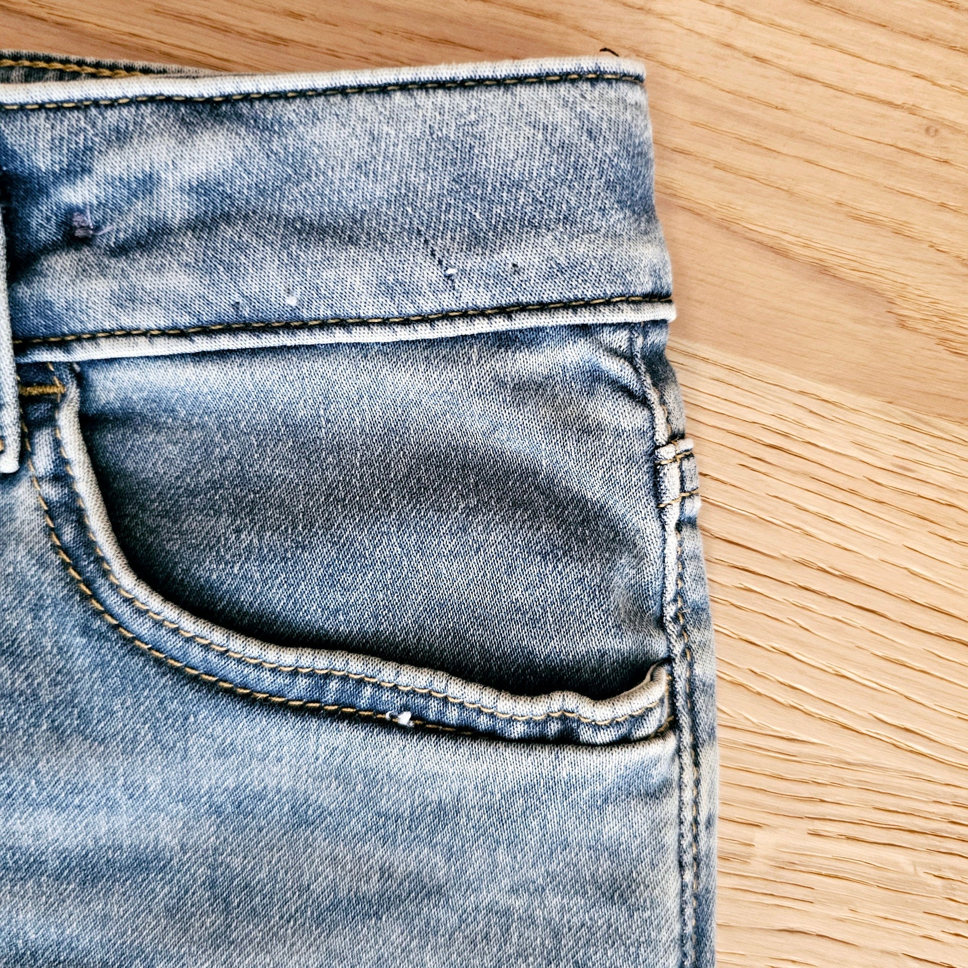 Unisex Denim Shorts with African Print Detail.-4