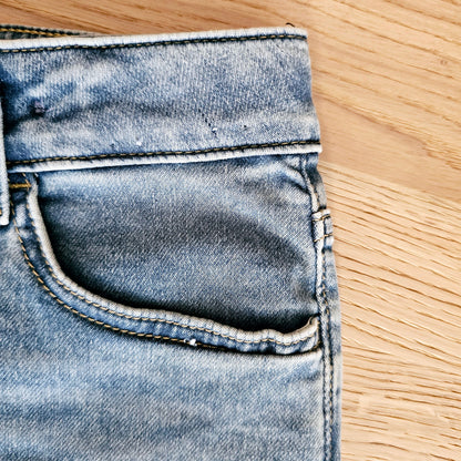 Unisex Denim Shorts with African Print Detail.-4