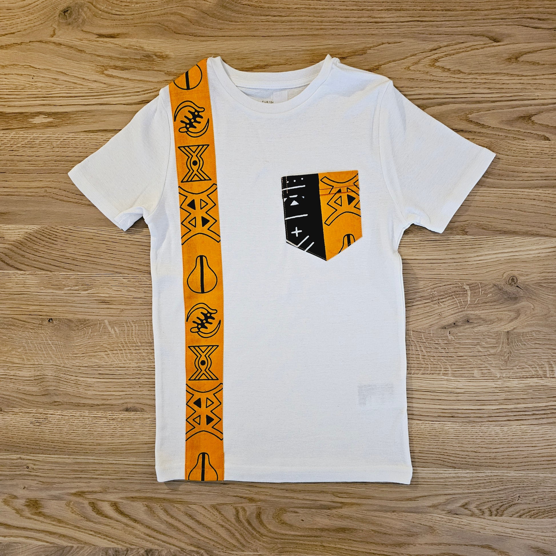 Kids T-shirt with African Ankara Print Detail | 100% cotton-0