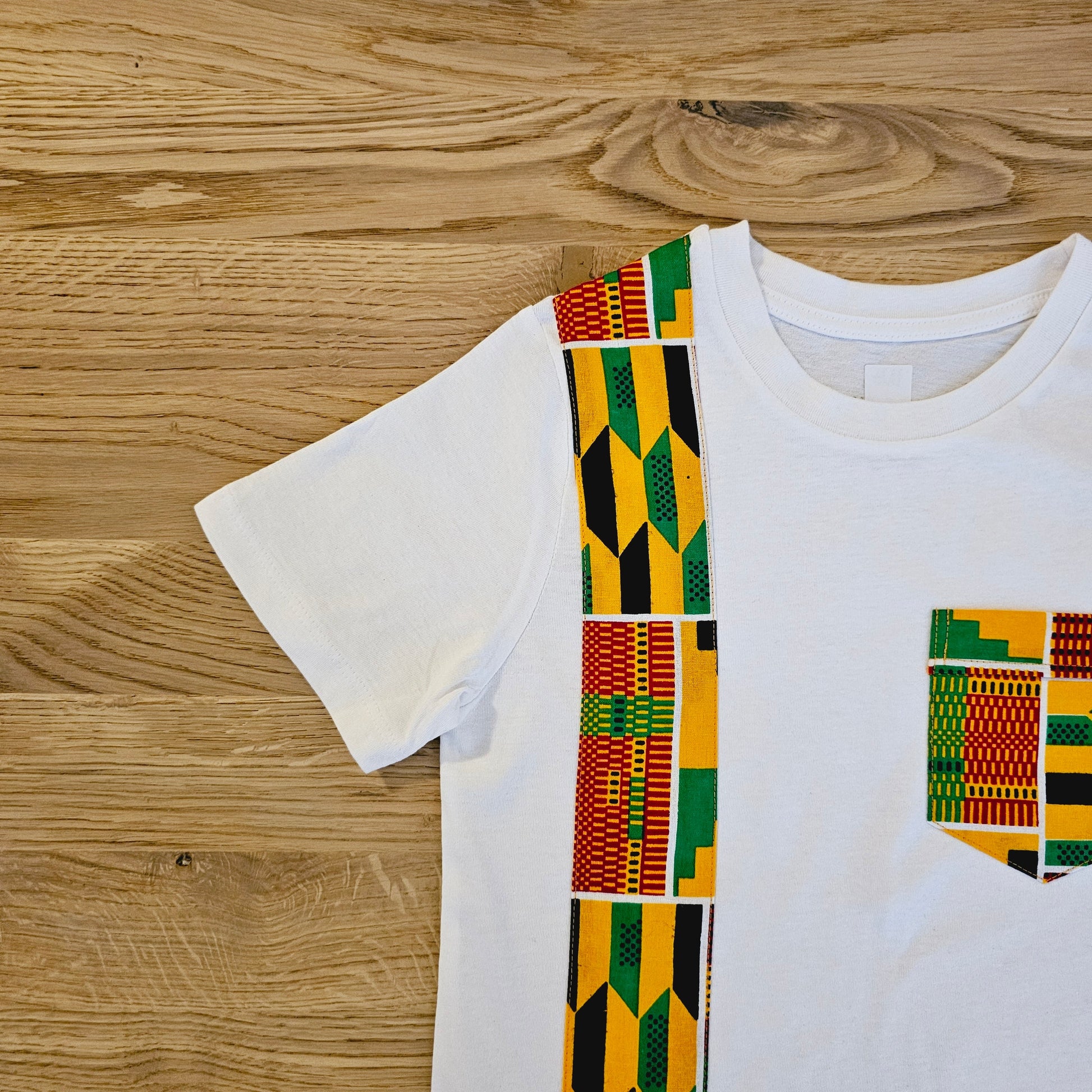 Kids T-shirt with African Ankara Print Detail | 100% cotton-1