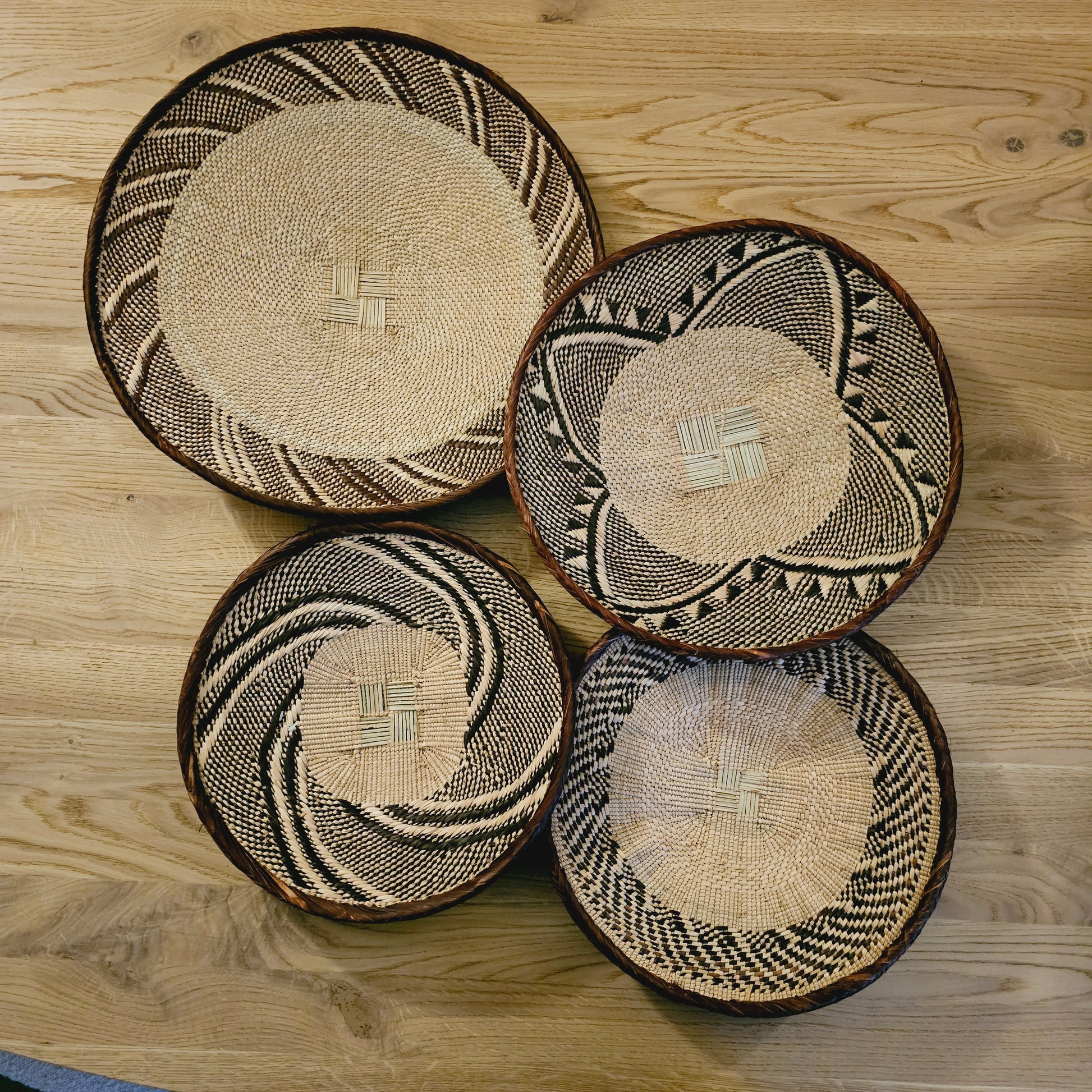 Set of 4 Handmade African Baskets Zimbabwe | Boho Wall Decor | 4B-6