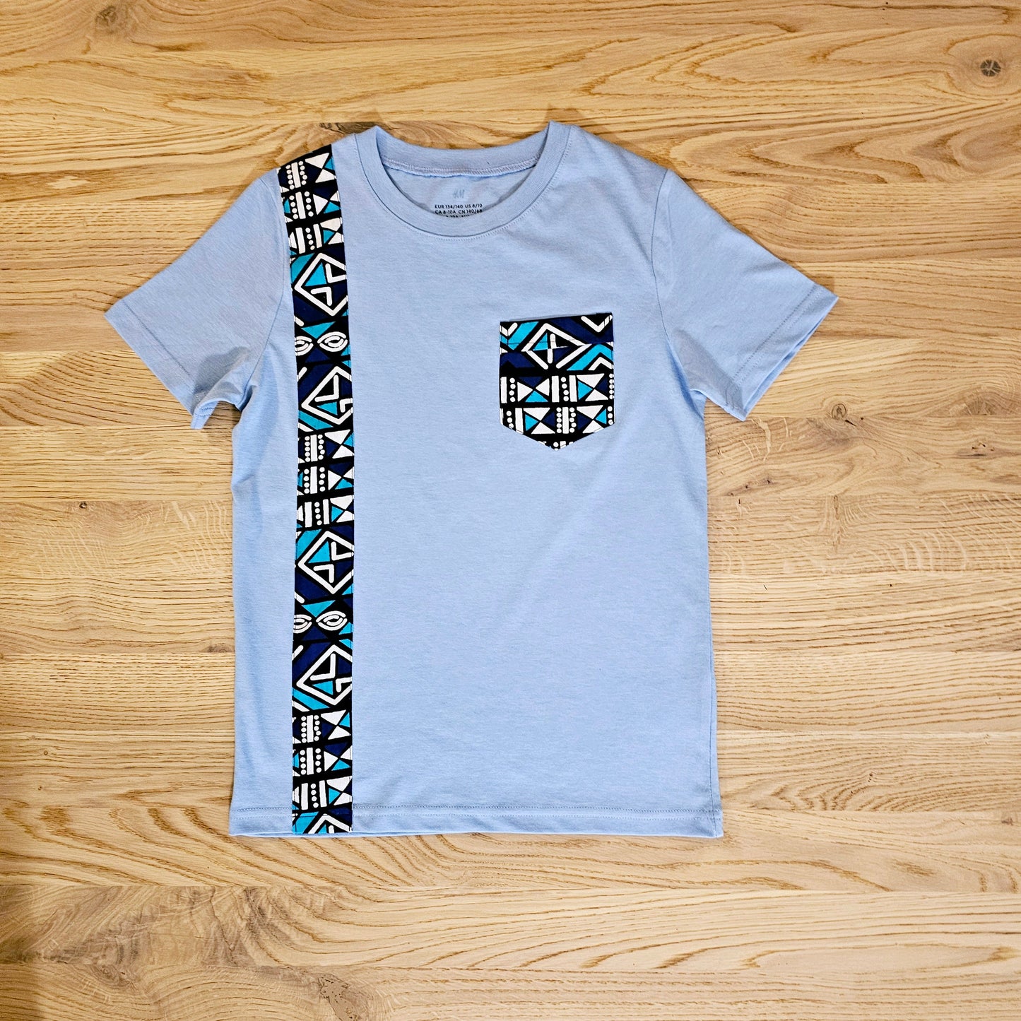 Kids T-shirt with African Ankara Print Detail | 100% cotton-0