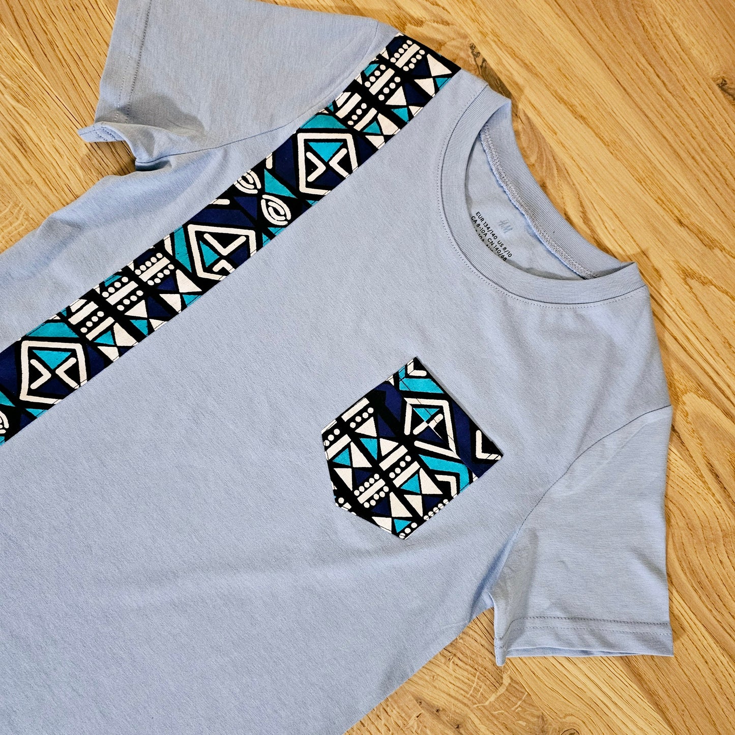 Kids T-shirt with African Ankara Print Detail | 100% cotton-1