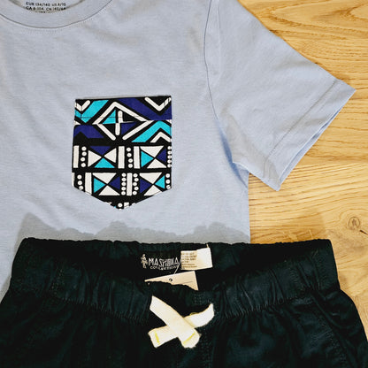 T-shirt and Cotton Pull Up Shorts Set with African Print Detail. (Copy)-4