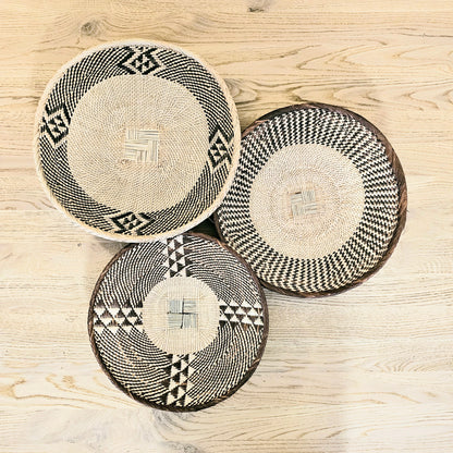 Set of 3 Handmade African Wall Baskets | Zimbabwe Baskets | Boho Wall Decor | 3A-4