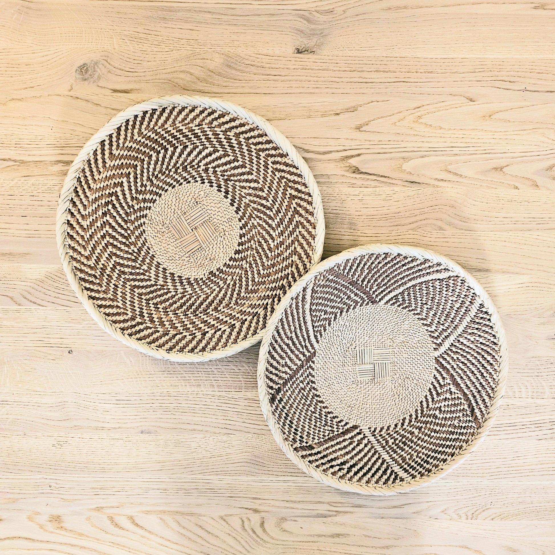 Set of 2 Handmade African Wall Baskets | Zimbabwe Baskets | Boho Wall Decor | 2B-0