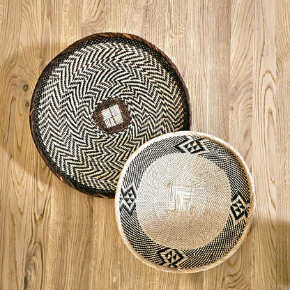 Set of 2 Handmade African Wall Baskets | Zimbabwe Baskets | Boho Wall Decor | 2C-0