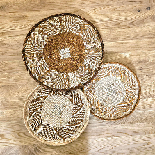 Set of 3 Handmade African Wall Baskets | Zimbabwe Baskets | Boho Wall Decor | 3B-0