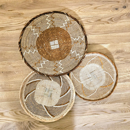 Set of 3 Handmade African Wall Baskets | Zimbabwe Baskets | Boho Wall Decor | 3C-5