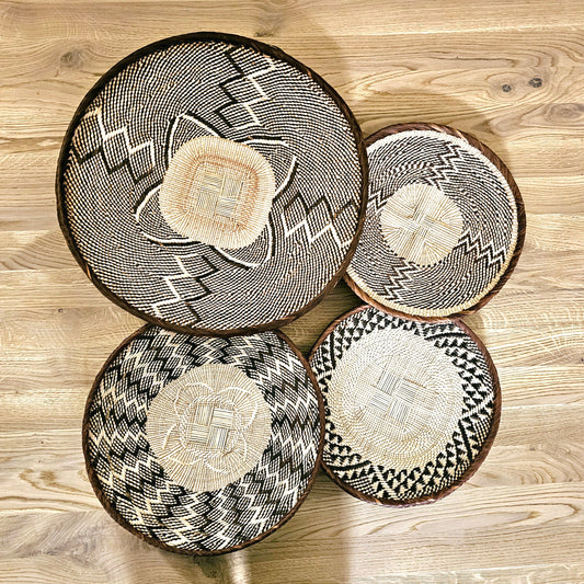 Set of 4 Handmade African Baskets Zimbabwe | Boho Wall Decor | 4B-0