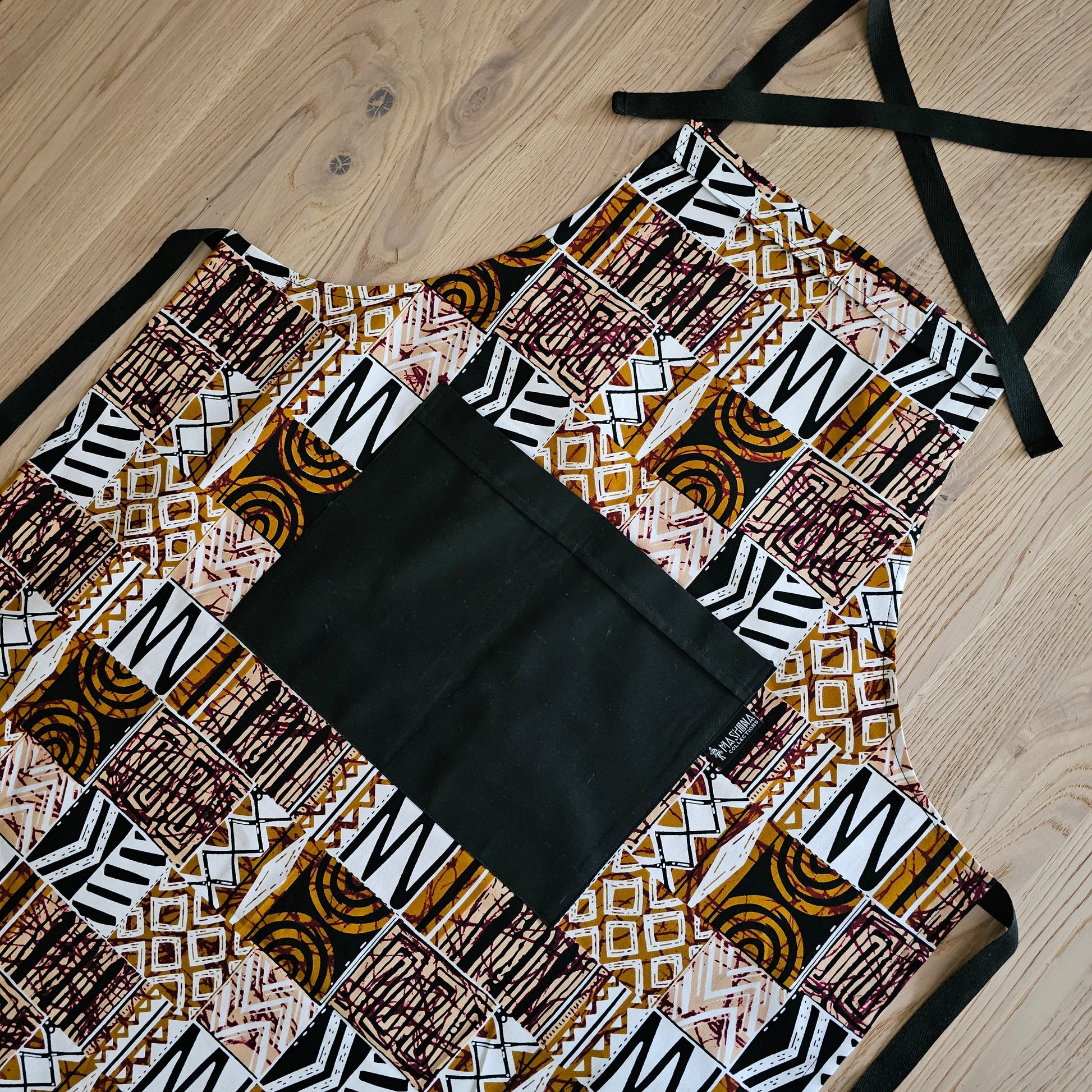 Handmade Kente Bogolan Print | African Print Apron with Pocket-0