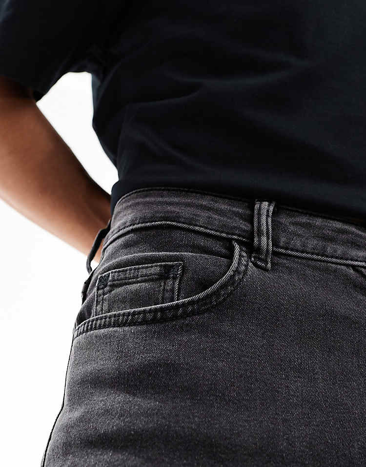 COLLUSION mid rise skinny jeans in washed black