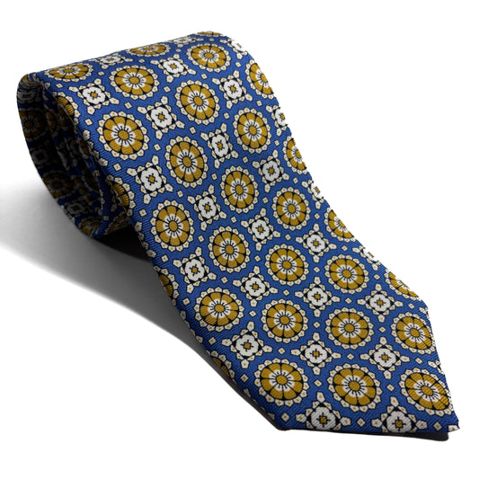 Azure Blue & Yellow Geometric Silk Tie-0