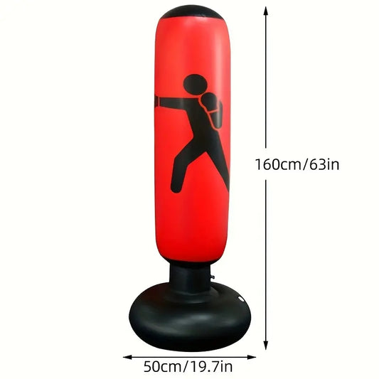 1pc Inflatable Fitness Boxing Bag Stand - Durable Martial Arts Training Aid(Red)-1