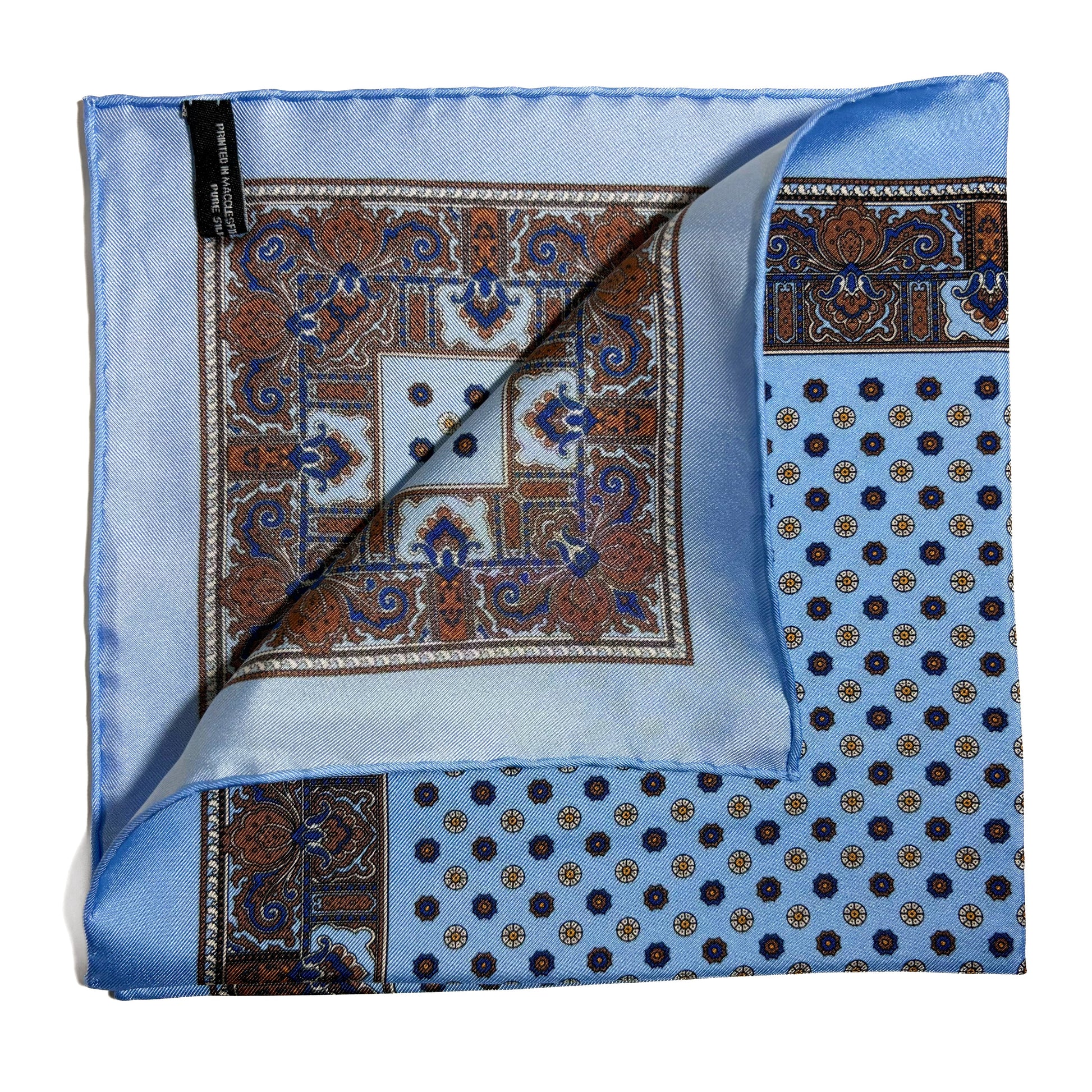 Light Blue Floral Silk Pocket Square-2