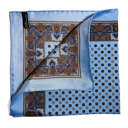 Light Blue Floral Silk Pocket Square-2